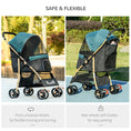 Load image into Gallery viewer, Dog Stroller with Rain Cover, Foldable Dog Pram, 4 Wheels Pet Pushchair with Safety Leashes, for Small, Miniature Dogs, Cats - Dark Green
