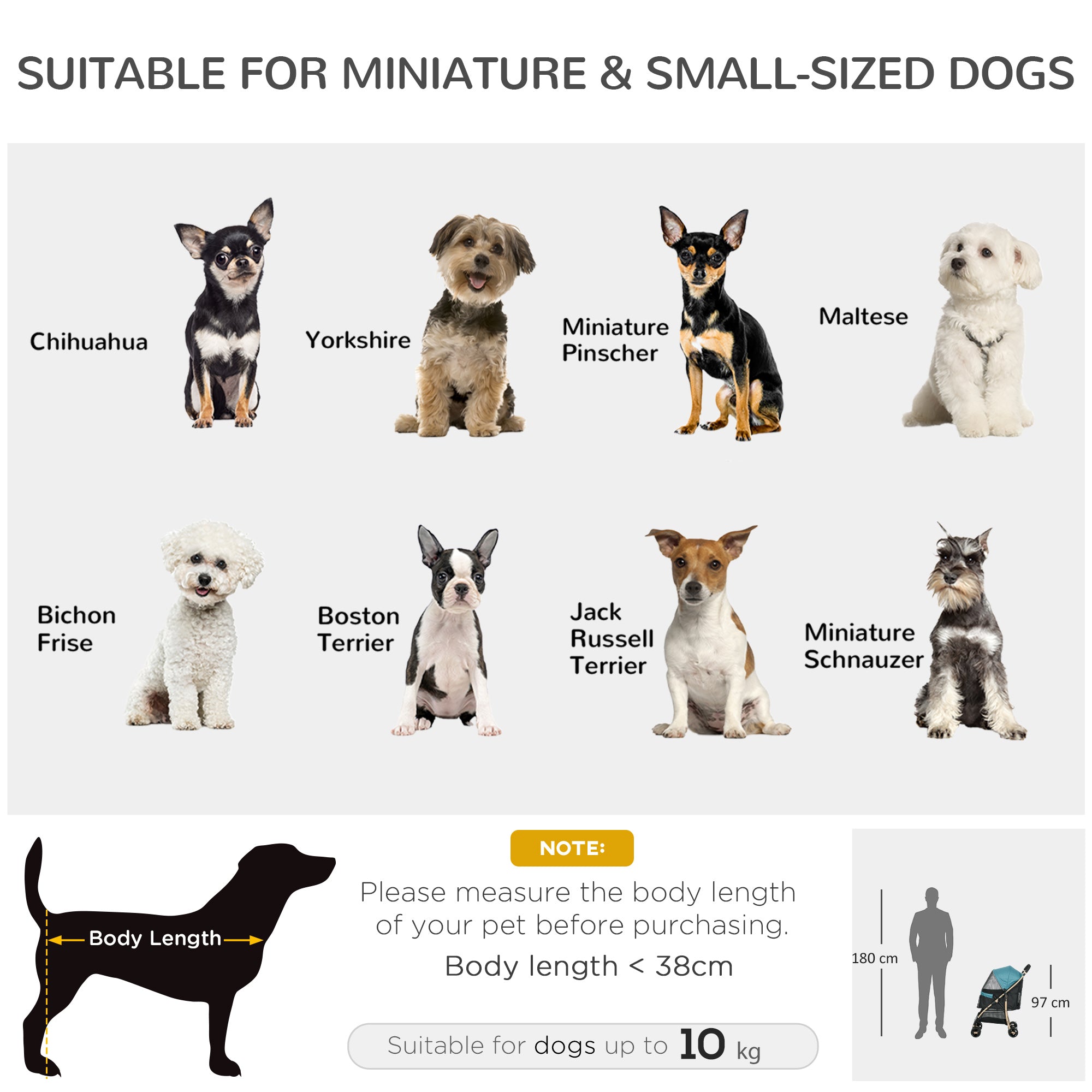 Dog Stroller with Rain Cover, Foldable Dog Pram, 4 Wheels Pet Pushchair with Safety Leashes, for Small, Miniature Dogs, Cats - Dark Green