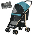 Load image into Gallery viewer, Dog Stroller with Rain Cover, Foldable Dog Pram, 4 Wheels Pet Pushchair with Safety Leashes, for Small, Miniature Dogs, Cats - Dark Green
