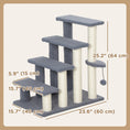 Load image into Gallery viewer, Cat Stairs 4 Steps for Bed, Couch with Scratching Posts, Small Cat Tree for Indoor Cats with Toy Ball, 23.5" x 16" x 25", Grey
