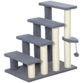 Load image into Gallery viewer, Cat Stairs 4 Steps for Bed, Couch with Scratching Posts, Small Cat Tree for Indoor Cats with Toy Ball, 23.5" x 16" x 25", Grey
