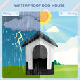 Charger l'image dans la visionneuse de la galerie, Outdoor Dog House, Plastic Dog Kennel, Water-Resistant Pet Shelter with Windows, Base Support for Garden Patio, Miniature Dogs, 25" x 22" x 26" - Dark Grey
