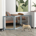 Load image into Gallery viewer, Freestanding Dog Cate, Foldable Wooden Pet Gate with  - 61cm Tall, for Stairways, Doorways, Hallways, Small Dogs - Grey
