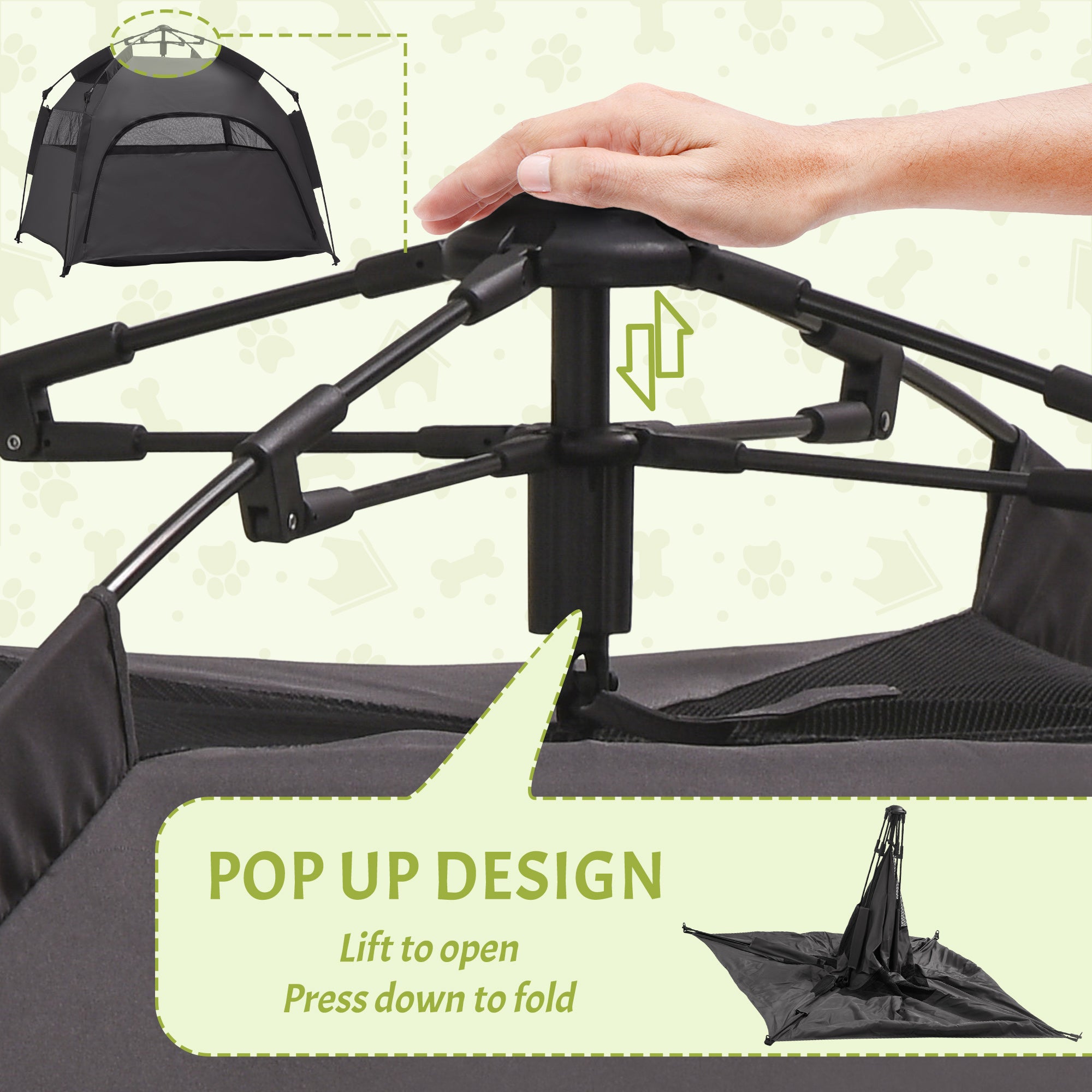 Foldable Dog Cat Tent, Portable Pet Playpen with Water-Resistant Oxford Cloth, Carry Bag, Exercise Tent for Extra Large Dog, Cat, Indoor Outdoor Use, Charcoal Grey