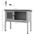 Load image into Gallery viewer, Elevated Wooden Rabbit Hutch, Indoor/Outdoor Bunny Cage with Hinged Asphalt Roof and Removable Tray for Guinea Pig, Gray
