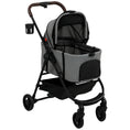 Load image into Gallery viewer, Dog Stroller, 3 in 1 Foldable Pet Stroller for Small Puppy Cat with Detachable Travel Carrier, 4 Wheels Dog Pram with Storage Basket, Seat Leashes, Mesh Window, Grey
