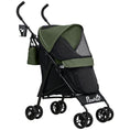 Load image into Gallery viewer, Pet stroller for Miniature Dogs, Foldable Dog Stroller with Shoulder Strap, 4 Wheels Pet Pram with Storage Bag, Cup Holder, Dark Green
