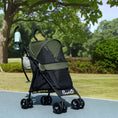 Load image into Gallery viewer, Pet stroller for Miniature Dogs, Foldable Dog Stroller with Shoulder Strap, 4 Wheels Pet Pram with Storage Bag, Cup Holder, Dark Green
