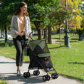Load image into Gallery viewer, Pet stroller for Miniature Dogs, Foldable Dog Stroller with Shoulder Strap, 4 Wheels Pet Pram with Storage Bag, Cup Holder, Dark Green
