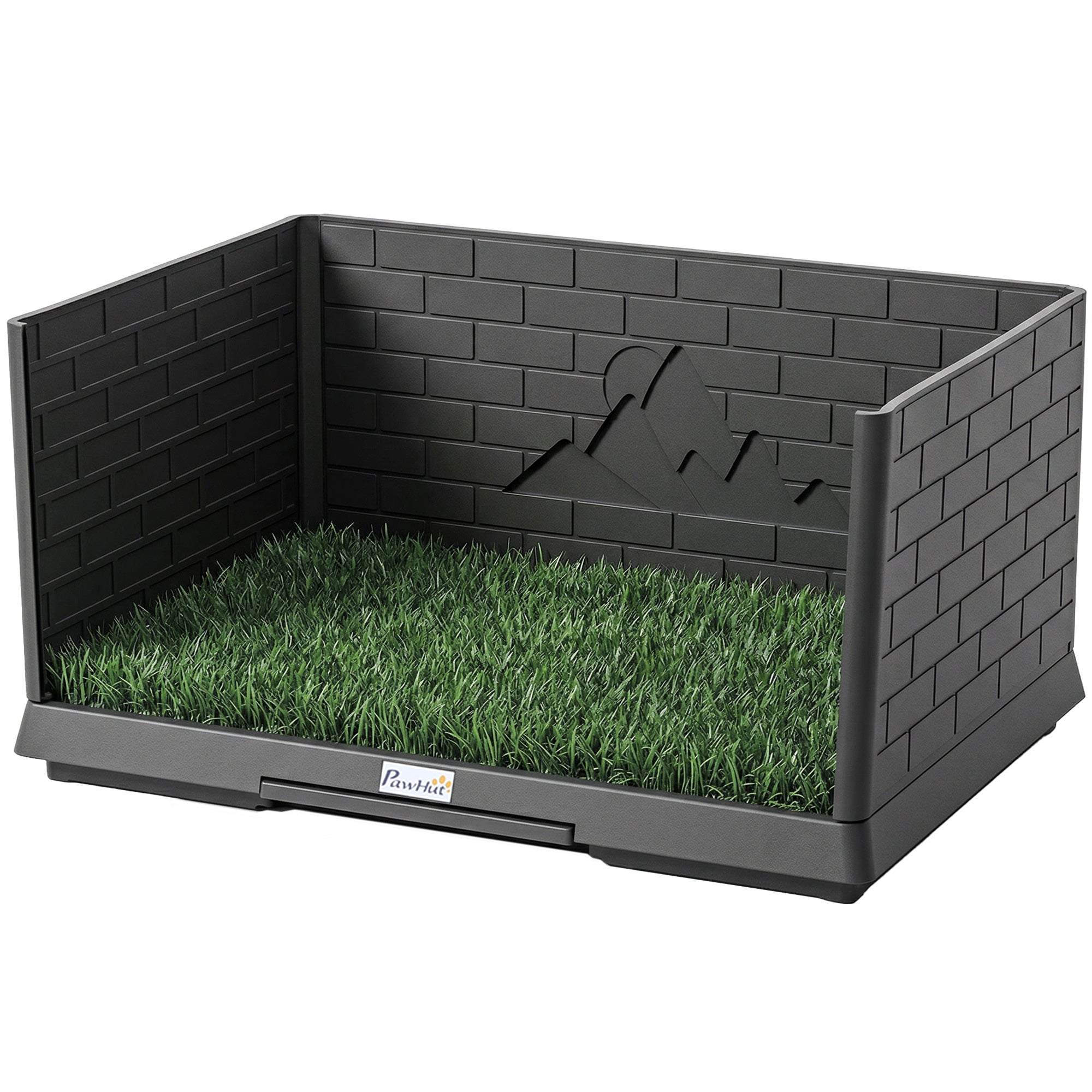 Dog Grass Pad with High Walls and Tray, Indoor Potty Tray for Puppy Training, Pee Pad Holder with Artificial Grass and Drainage for Indoor Outdoor Use, 30" x 20" x 14"