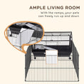 Load image into Gallery viewer, PawHut Small Animal Cage with Foldable Run Area, Rolling Bunny Cage, Guinea Pig Cage, Hedgehog Cage with Water Bottle, Water Bowl, and Ramps, 35" L
