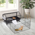 Load image into Gallery viewer, PawHut Small Animal Cage with Foldable Run Area, Rolling Bunny Cage, Guinea Pig Cage, Hedgehog Cage with Water Bottle, Water Bowl, and Ramps, 35" L
