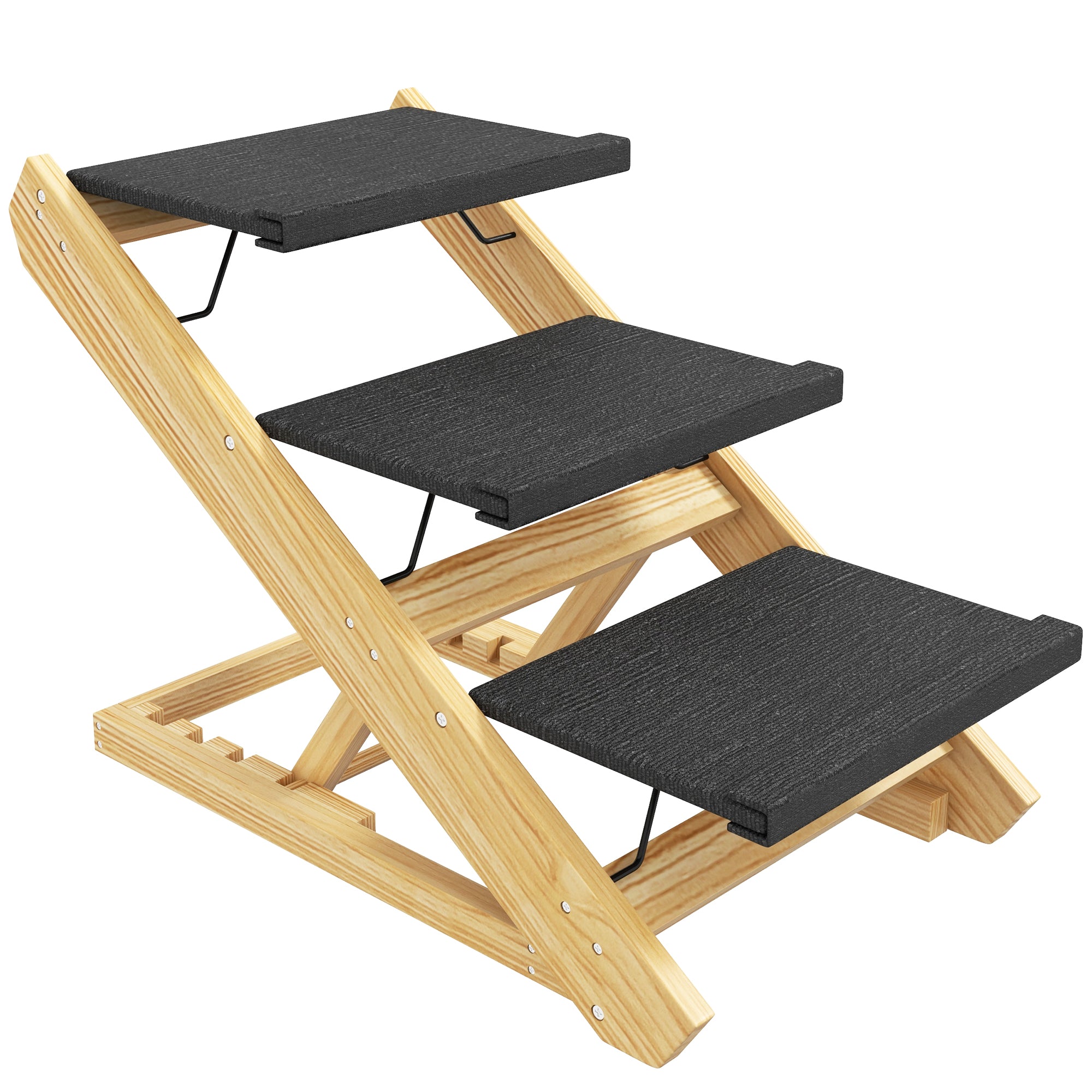Dog Steps Dog Ramp, 3-Step Adjustable Height Pet Stairs for Medium Sized Dogs, Foldable Dog Stairs for Bed Sofa, with Non-slip Surface