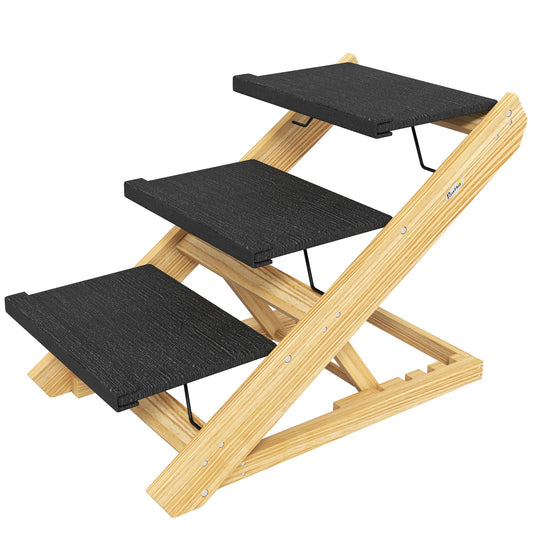 Dog Steps Dog Ramp, 3-Step Adjustable Height Pet Stairs for Medium Sized Dogs, Foldable Dog Stairs for Bed Sofa, with Non-slip Surface