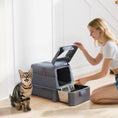 Charger l'image dans la visionneuse de la galerie, 80L Stainless Steel Cat Litter Box with Lid, XL Metal Litter Box for Big Cats with 180° Flip Cover, Pull-Out Drawer Tray, High Sided, Pedal, Metal Scoop, Dark Grey
