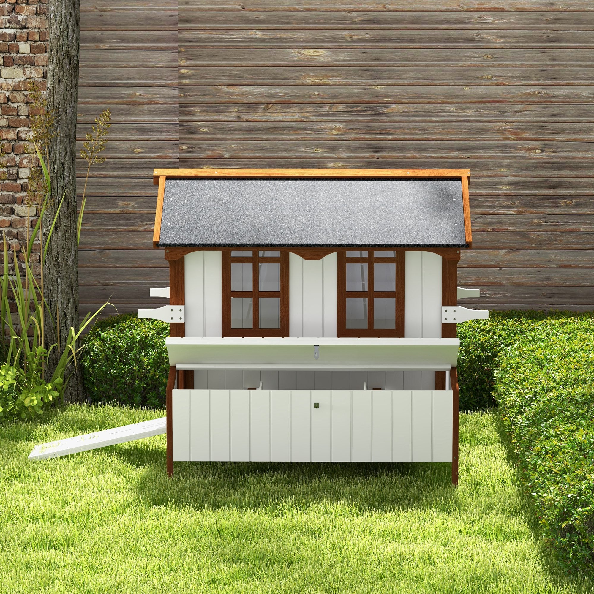 47" Chicken Coop Wooden Chicken House Rabbit Hutch Raised Poultry Cage Portable Hen Pen Backyard with Nesting Box and Handles