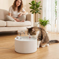 Load image into Gallery viewer, Ceramic Cat Water Fountain for Drinking, 2.2L Pet Water Fountain with Ultra-Quiet Pump, 4-Layer Filtration, Tap, Pet Drinking Dispenser for Cats and Dogs, Hygienic & Easy Clean, White
