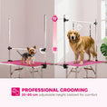 Load image into Gallery viewer, 42" Foldable Dog Grooming Table Adjustable Pet Cat Drying Beauty Table Rubber Top with 2 Loops Storage Basket Metal Pink

