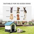 Charger l'image dans la visionneuse de la galerie, Outdoor Dog House, Plastic Dog Kennel, Water-Resistant Pet Shelter with Windows, Base Support for Garden Patio, Miniature Dogs, 25" x 22" x 26" - Blue
