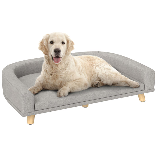 Dog Sofa, Dog Couch Bed for Large Dogs, Elevated Pet Cat Sofa Bed with Removable Washable Cover, Anti-slip Foot Pads, Grey