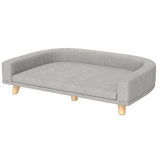 Dog Sofa, Dog Couch Bed for Large Dogs, Elevated Pet Cat Sofa Bed with Removable Washable Cover, Anti-slip Foot Pads, Grey