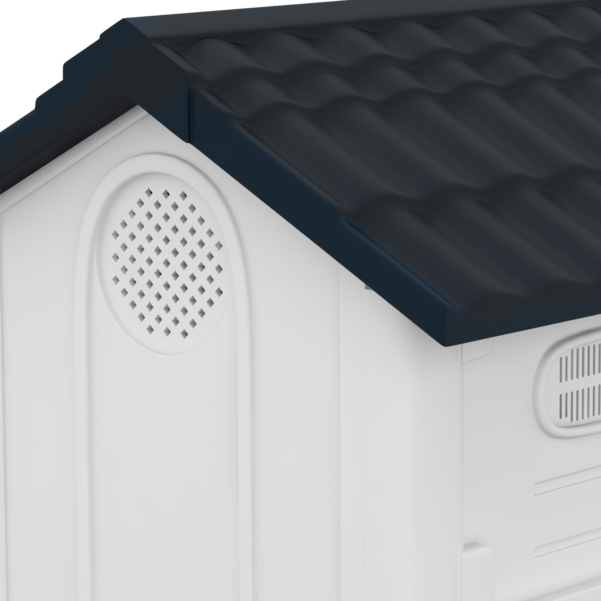 Dog Kennel for Outside, Plastic Dog House, Water-Resistant Pet Shelter with Windows, for Garden Patio, Miniature and Small Dogs, 80 x 69 x 76cm - Grey