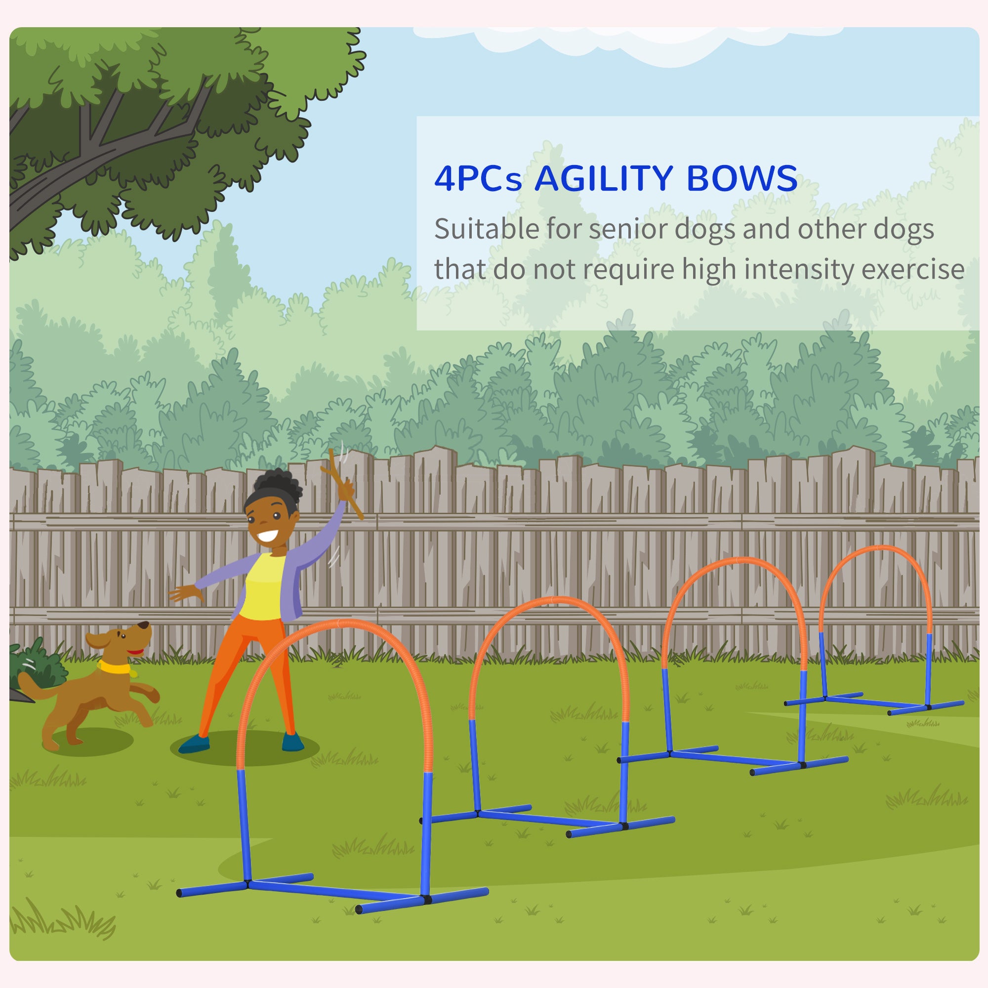 Dog Agility Equipment,4PCs Portable Dog Play Run Jump Obedience Training Set w/ Agility Bows, Carry Bag