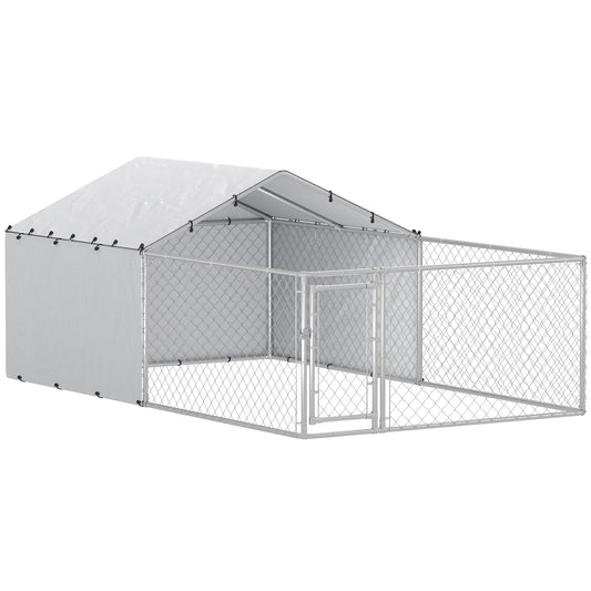 Outdoor Dog Kennel with Waterproof & UV-Resistant Cover, Dog Run with Secure Lock for Small Medium Large Dogs, 13.1' x 7.5' x 4.9'