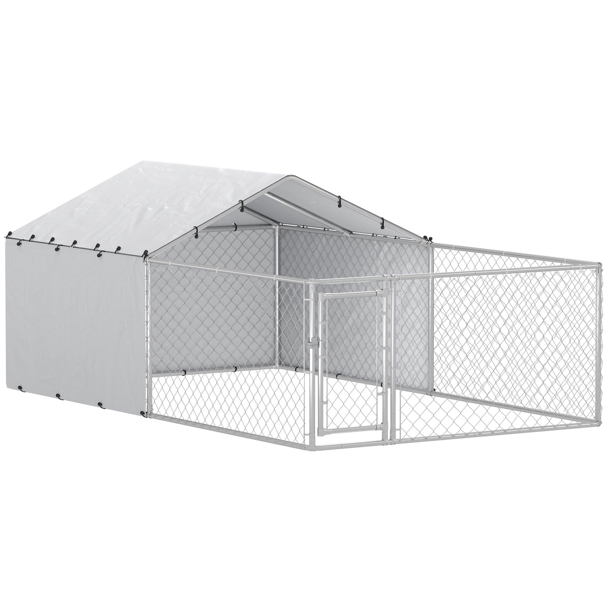 Outdoor Dog Kennel with Waterproof & UV-Resistant Cover, Dog Run with Secure Lock for Small Medium Large Dogs, 13.1' x 7.5' x 4.9'
