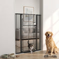 Load image into Gallery viewer, 53.1" Tall Pet Gate with Cat Door, 32"-42.5" Wide Adjustable Pressure Mounted Dog Gate for Doorways, Hallways, Stairs, Includes 2 Extensions, No Drilling, Black
