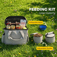 Load image into Gallery viewer, Dog Travel Bag, Dog Walking Bag with Multiple Pockets, Two Food Containers and Silicone Collapsible Bowl, Treat Pouch Bag for Cat Puppy Picnic Camping, Light Grey
