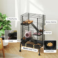 Charger l'image dans la visionneuse de la galerie, 47"H Ferret Cage, Large 4-Tier Guinea Pig Cage with Wheels, Ramps, Bowl, Water Bottle & Removable Tray, Metal Small Animal Habitat for Rabbits, Chinchillas, Black
