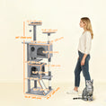 Charger l'image dans la visionneuse de la galerie, 63" Cat Tree, Cat Tower for Indoor Cats with Scratching Posts, Cat Condos, Bed, Platforms, Ramp, Toy Ball, Cat Activity Center, Light Grey
