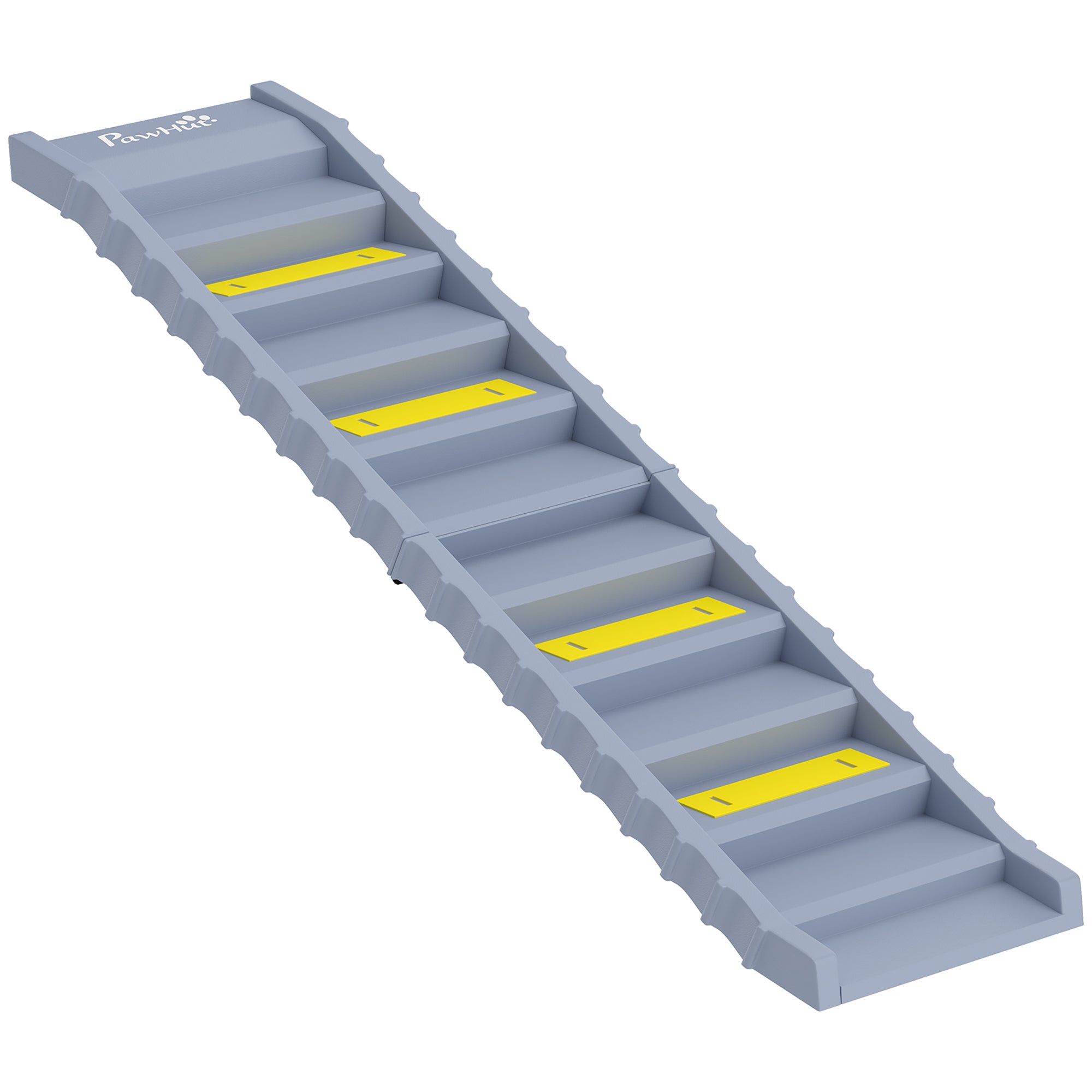 Dog Stairs for Car Truck SUV, Foldable Dog Ramp for Medium Small Dogs, Folding Pet Stairs with Non-slip Strips & Pads, Supports Up to 150 lbs (10 Steps), Gray
