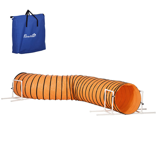 Dog Tunnel, 13 Foot Long, 24" Open Pet Agility Equipment with 2 Support Brackets, Carrying Bag, Orange