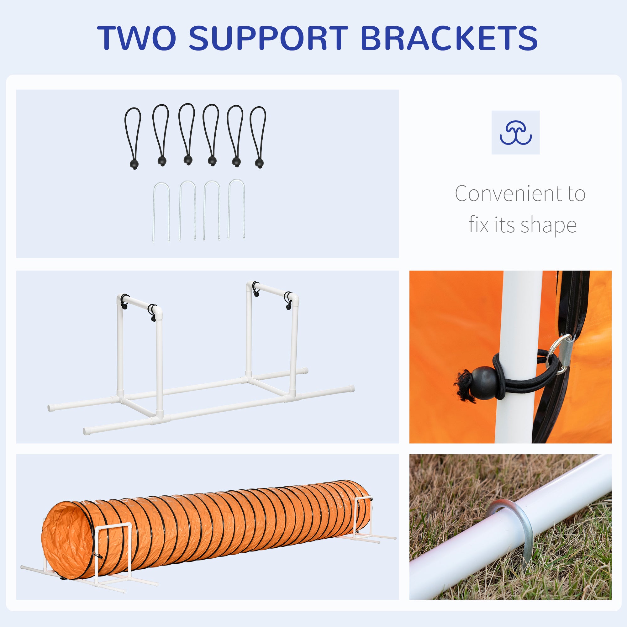 Dog Tunnel, 13 Foot Long, 24" Open Pet Agility Equipment with 2 Support Brackets, Carrying Bag, Orange