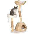 Load image into Gallery viewer, PawHut Cat Tree for Indoor Cats, 41" Wooden Cat Tower with 2 Real Branch Cat Scratching Posts, Luxury Cat Condo, Cat Beds & Toy Balls, Kitten Activity Center & Cat Furniture, Cream White
