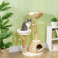Load image into Gallery viewer, PawHut Cat Tree for Indoor Cats, 41" Wooden Cat Tower with 2 Real Branch Cat Scratching Posts, Luxury Cat Condo, Cat Beds & Toy Balls, Kitten Activity Center & Cat Furniture, Cream White
