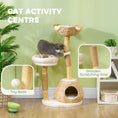 Load image into Gallery viewer, PawHut Cat Tree for Indoor Cats, 41" Wooden Cat Tower with 2 Real Branch Cat Scratching Posts, Luxury Cat Condo, Cat Beds & Toy Balls, Kitten Activity Center & Cat Furniture, Cream White
