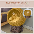 Load image into Gallery viewer, Wicker Cat House, Raised Cat Bed with Cylindrical Base, Soft Washable Cushion, Woven Water Hyacinth Cat Basket for Indoor and Outdoor, 42 x 33 x 52 cm - Dark Brown
