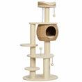 Load image into Gallery viewer, 52" Cat Tree, Cat Tower for Indoor Kittens, Multi-Level Kitty Activity Center with Handwoven Cattail Condo, Bed, Platforms, 3 Scratching Posts and 3 Toy Balls, Beige
