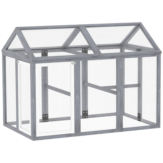 Large Chicken Run, Wooden Chicken Coop, Pet Playpen w/ Combinable Design - Grey