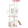 Load image into Gallery viewer, Cat Tree for Indoor Large Adult Cats, 65 Inch Kitty Tower Multi-Level with 2 Doors Condos, Plush Top Perch, Hammock, Sisal Scratching Posts, 4 Pompoms, Ramp, White
