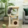 Load image into Gallery viewer, Cat Tree, 90cm Cat Tower with Sisal Scratching Posts, Cat Condo, Hammock, Top Perch and 2 Hanging Toys for Indoor Cats, Beige
