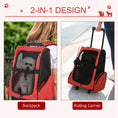 Load image into Gallery viewer, Pet Travel Backpack Bag Cat Puppy Dog Carrier w/ Trolley and Telescopic Handle Portable Stroller Wheel Luggage Bag (Red)
