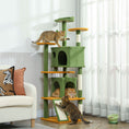 Charger l'image dans la visionneuse de la galerie, 63" Cat Tree, Cat Tower for Indoor Cats with Scratching Posts, Cat Condos, Bed, Platforms, Ramp, Toy Ball, Cat Activity Center, Green
