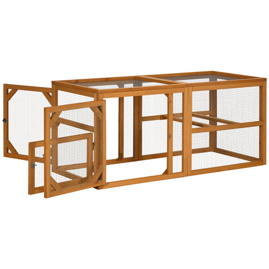 55" Wooden Chicken Coop Extension, Chicken Cage Outdoor with Roosting Bars, Combinable Design Chicken Run Hen House, Orange