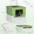 Load image into Gallery viewer, Cat Litter Tray with Hood Enclosed Cat Litter Box Pet Toilet w/ Lid, Scoop, Front Entry, 47.5 x 35.5 x 36.7cm - Light Green
