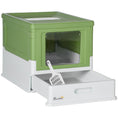 Load image into Gallery viewer, Cat Litter Tray with Hood Enclosed Cat Litter Box Pet Toilet w/ Lid, Scoop, Front Entry, 47.5 x 35.5 x 36.7cm - Light Green
