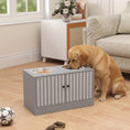 Load image into Gallery viewer, Elevated Dog Bowls with Storage Cabinet, Raised Dog Bowl Stand, Pet Feeding Station with Slow Feeder & Non-Slip, for Large Pets, Gray
